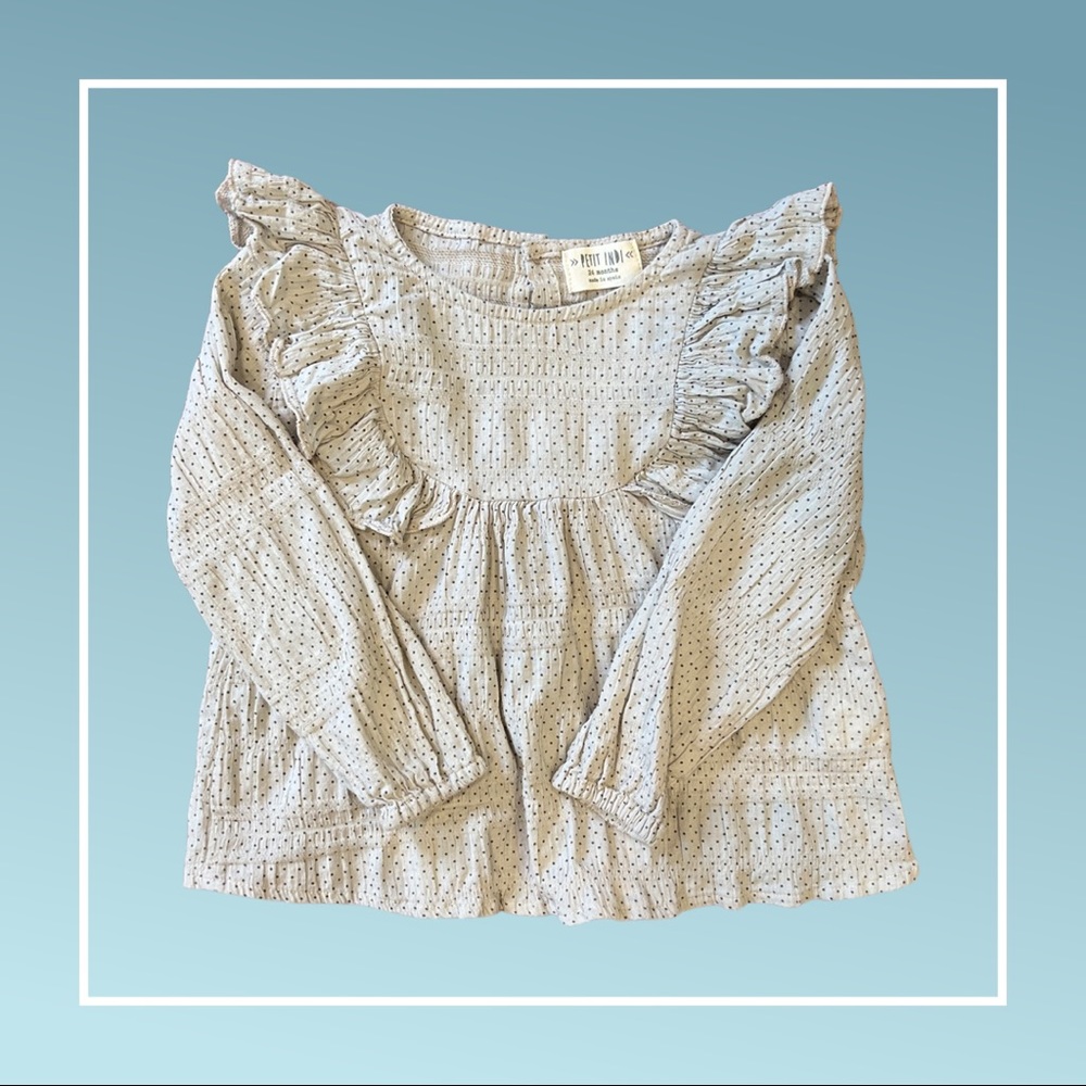 Adorable Greige Blouse by Petit Indi—24m